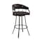 Armen Living Palmdale 30" Swivel Brown Faux Leather and Java Brown Metal Bar Stool 795044878141 - alternate 1